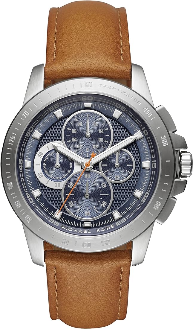  Shop Authentic Michael Kors Ryker Chronograph Analog Blue Dial Brown Leather Strap Watch For Men - MK8518 - Luxxuri