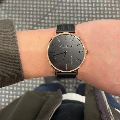 Coach Charles Black Ion Dial Black Mesh Bracelet Watch for Men - 14602470