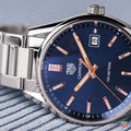  Shop Authentic Tag Heuer Carrera Quartz Blue Dial Silver Steel Strap Watch for Women - WAR1112.BA0601 - Luxxuri