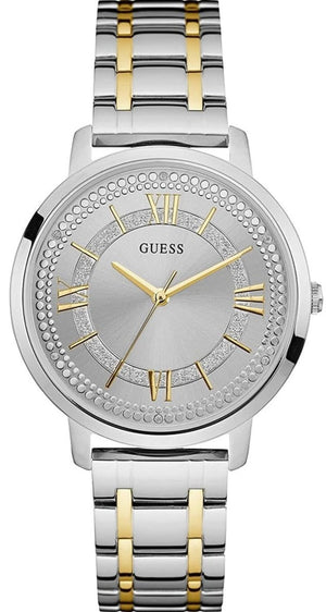  Shop Authentic Guess Montauk Silver Dial Two Tone Steel Strap Watch for Women - W0933L5 - Luxxuri