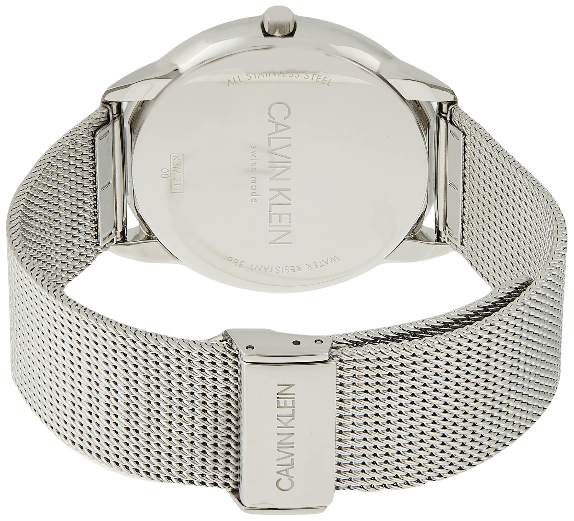  Shop Authentic Calvin Klein Minimal Black Dial Silver Mesh Bracelet Watch for Men - K3M21123 - Luxxuri