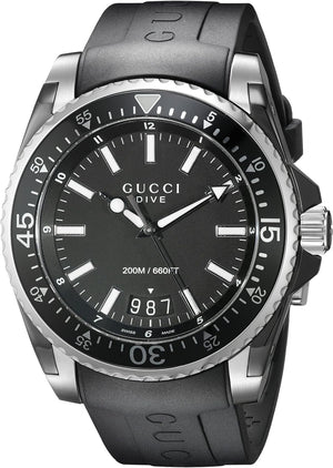  Shop Authentic Gucci Dive Analog Quartz Black Dial Black Rubber Strap Watch For Men -  YA136204 - Luxxuri
