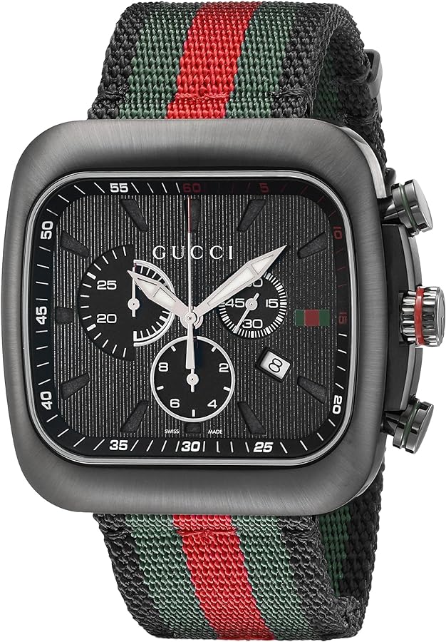  Shop Authentic Gucci Coupe Chronograph Quartz Black Two Tone NATO Strap Watch For Men - YA131202 - Luxxuri