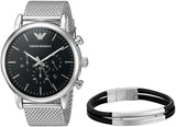  Shop Authentic Emporio Armani Luigi Black Dial Silver Mesh Bracelet Watch For Men - AR8032 - Luxxuri