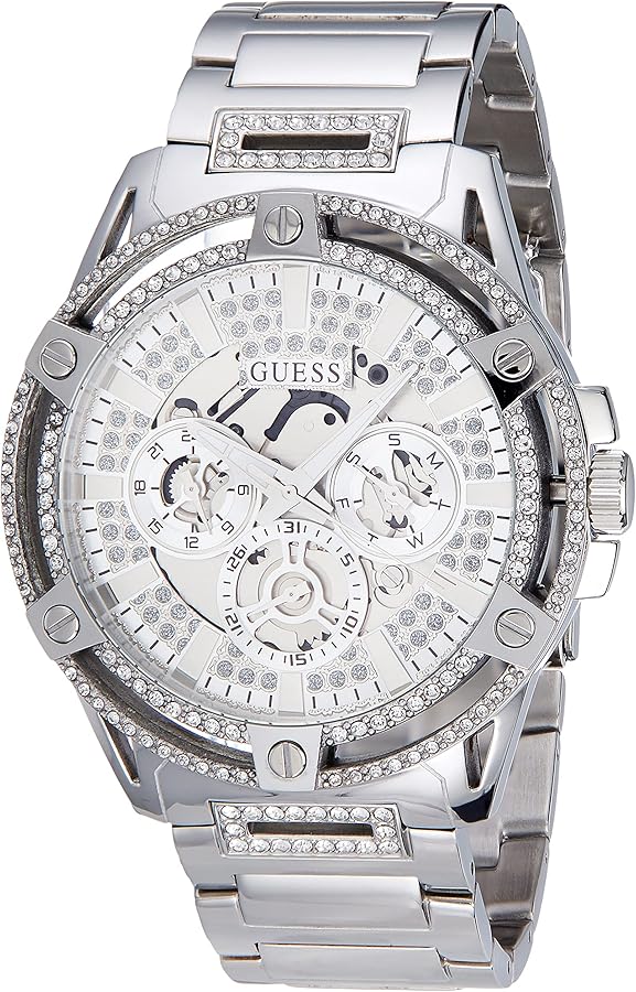  Shop Authentic Guess King Quartz Silver Dial Silver Steel Strap Watch For Men - GW0497G1 - Luxxuri