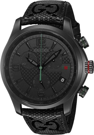  Shop Authentic Gucci G Timeless Quartz Chronograph Black Dial Black Leather Strap Watch For Men - YA126244 - Luxxuri