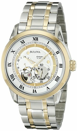  Shop Authentic Bulova BVA Skeleton Silver Dial Two Tone Steel Strap Watch for Men - 98A123 - Luxxuri