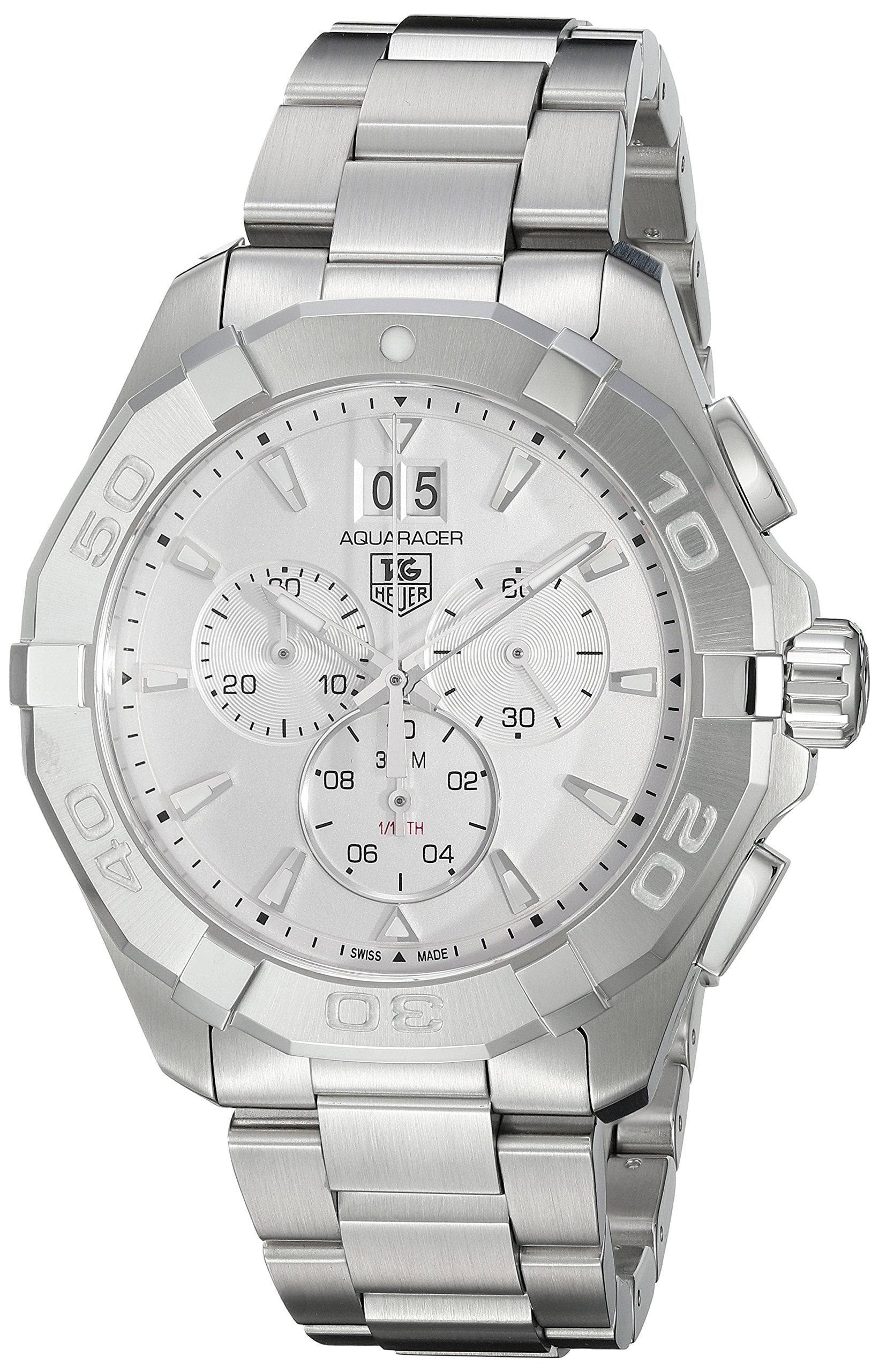  Shop Authentic Tag Heuer Aquaracer Caliber 16 Automatic Chronograph White Dial Silver Steel Strap Watch for Men - CAY2111.BA0927 - Luxxuri