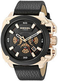 Diesel BAMF Chronograph Black Dial Black Leather Strap Watch For Men - DZ7346