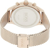  Shop Authentic Hugo Boss Companion Chronograph Black Dial Rose Gold Steel Strap Watch For Men - 1513548 - Luxxuri