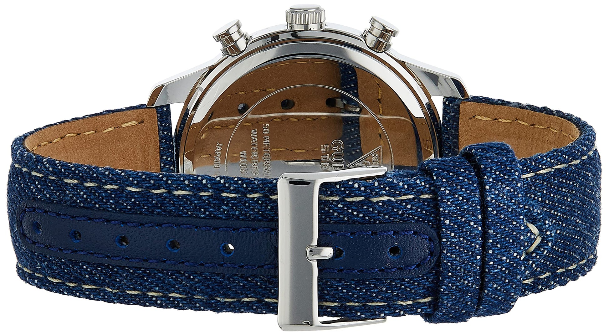  Shop Authentic Guess Marina Chronograph Blue Dial Blue Denim Strap Watch For Women - W1057L1 - Luxxuri