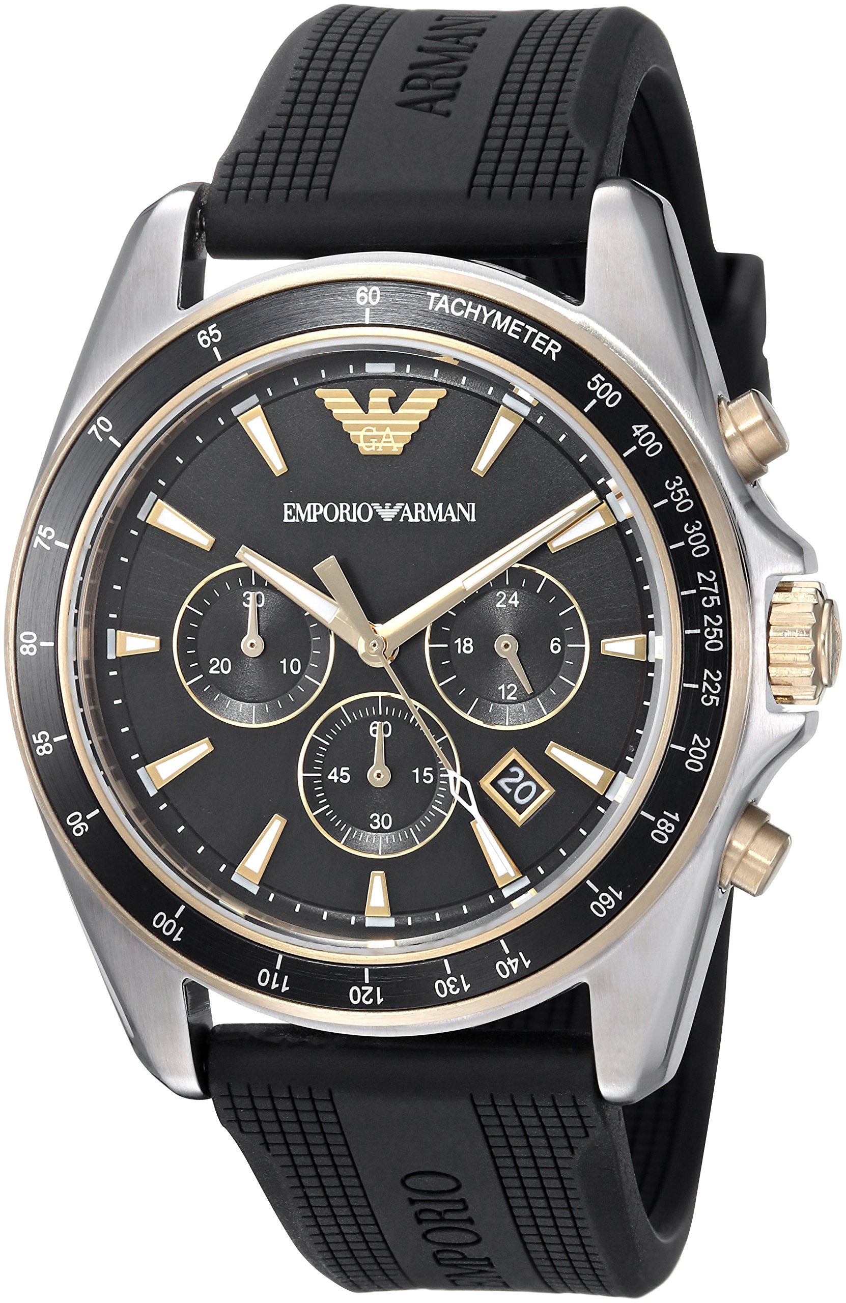  Shop Authentic Emporio Armani Sigma Chronograph lack Dial Black Rubber Strap Watch For Men - AR80003 - Luxxuri