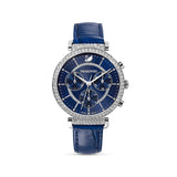  Shop Authentic Swarovski Passage Chrono Crystal Blue Dial Blue Leather Strap Watch for Women - 5580342 - Luxxuri