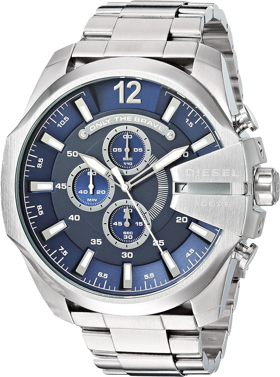  Shop Authentic Diesel Mega Chief Chronograph Blue Dial Silver Steel Strap Watch For Men - DZ4417 - Luxxuri