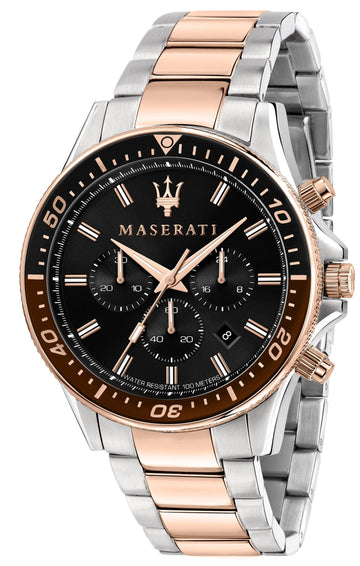  Shop Authentic Maserati SFIDA Chronograph Black Dial Two Tone Steel Strap Watch For Men - R8873640009 - Luxxuri