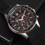  Shop Authentic Maserati SFIDA 44mm Black Silicon Chronograph Watch For Men - R8871640002 - Luxxuri