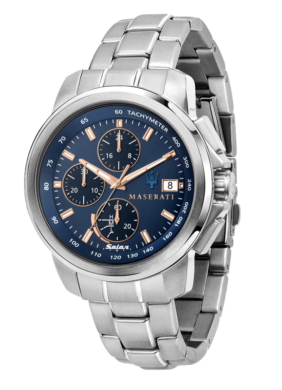 Shop Authentic Maserati Successo 44mm Solar Blue Stainless Steel Watch For Men - R8873645004 - Luxxuri