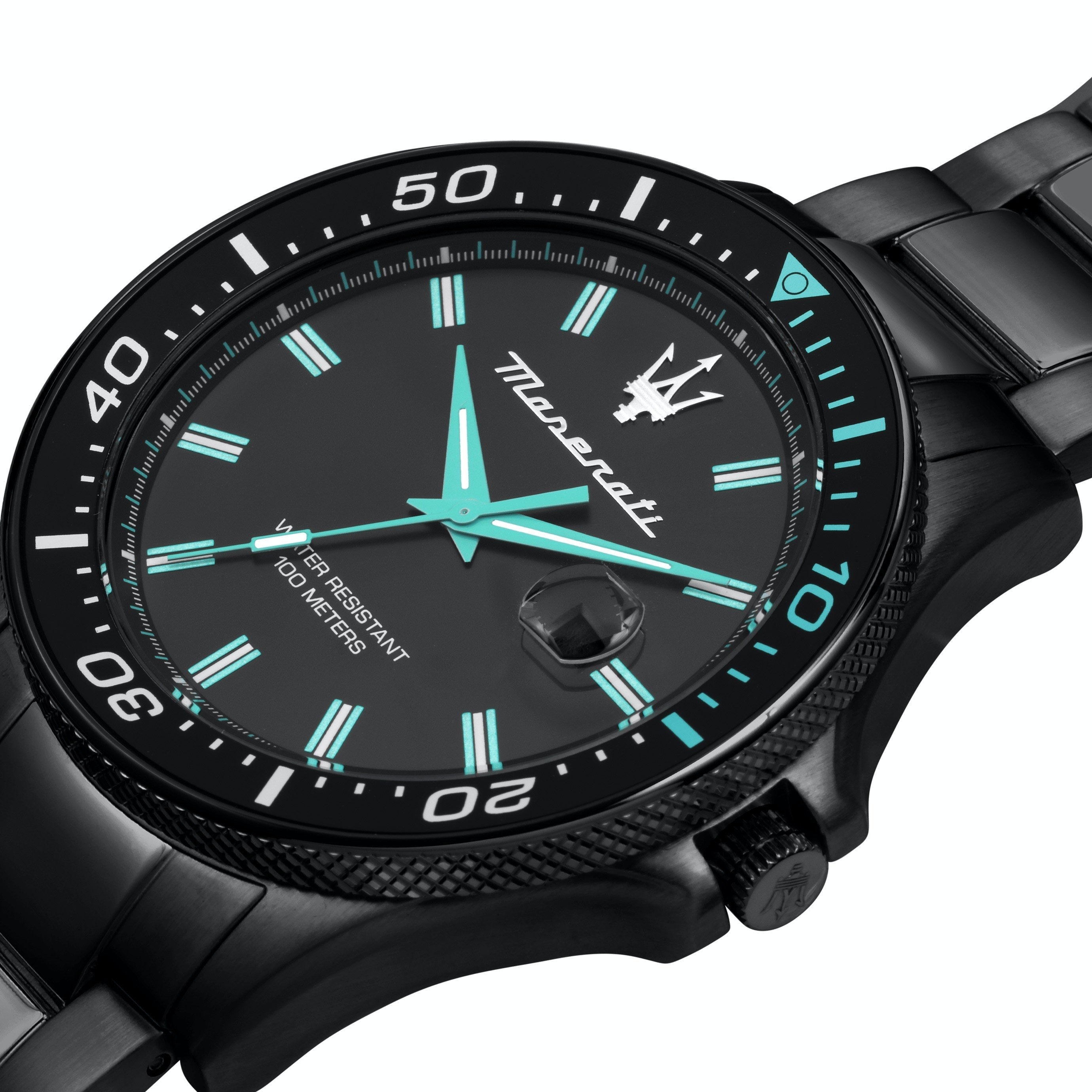 Maserati SFIDA Aqua Edition Analog Black Dial Black Steel Strap Watch For Men - R8853144001