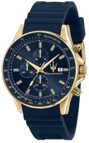  Shop Authentic Maserati SFIDA Chronograph Blue Dial Blue Rubber Strap Watch For Men - R8871640004 - Luxxuri