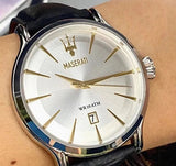  Shop Authentic Maserati Epoca White Dial Black Leather Strap Watch For Men - R8851118002 - Luxxuri