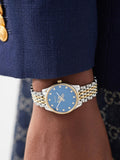  Shop Authentic Gucci G Timeless Quartz Blue Dial Two Tone Steel Strap Watch For Women - YA1265029 - Luxxuri