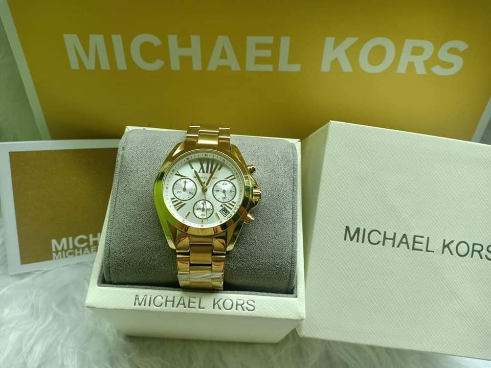 Michael Kors Lexington Quartz Gold Dial Gold Steel Strap Watch For Women - MK6267