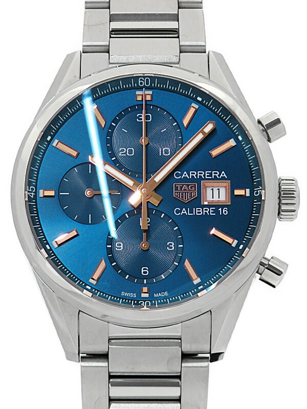  Shop Authentic Tag Heuer Carrera Automatic Chronograph Blue Dial Silver Steel Strap Watch for Men - CBK2115.BA0715 - Luxxuri