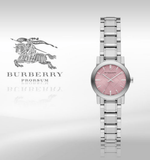  Shop Authentic Burberry The City Diamonds Pink Dial Silver Steel Strap Watch for Women - BU9231 - Luxxuri