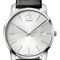  Shop Authentic Calvin Klein City Date Silver Dial Black Leather Strap Watch for Men - K2G2G1C6 - Luxxuri