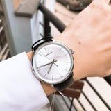  Shop Authentic Calvin Klein High Noon Quartz White Dial Black Leather Strap Watch for Men - K8M211C6 - Luxxuri