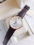  Shop Authentic Movado Ultra Slim Silver Dial Brown Leather Strap Watch For Women - 0607093 - Luxxuri