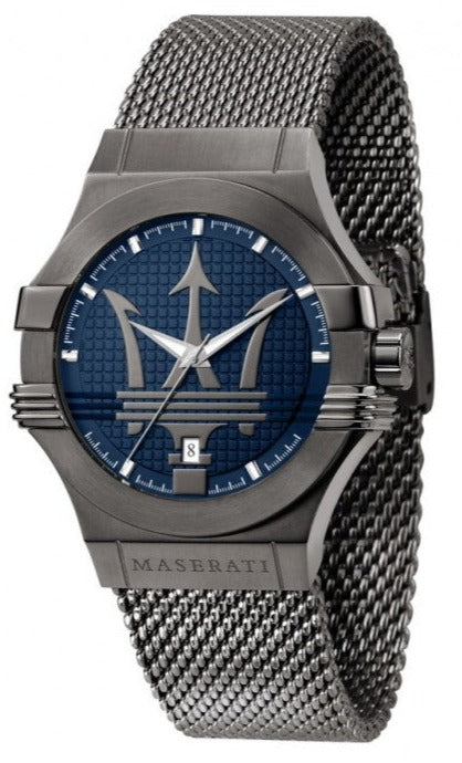  Shop Authentic Maserati Potenza Quartz Blue Dial Grey Mesh Bracelet Watch For Men - R8853108005 - Luxxuri