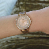 Shop Authentic Guess Soiree Diamonds Rose Gold Dial Rose Gold Mesh Bracelet Watch for Women - GW0402L3 - Luxxuri