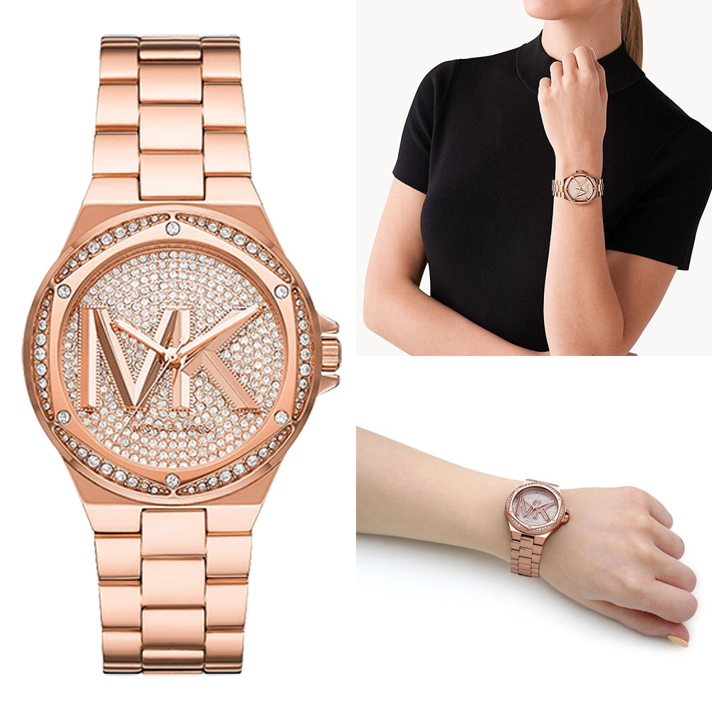  Shop Authentic Michael Kors Lennox Three Hand Rose Gold Dial Rose Gold Steel Strap Watch For Women - MK7230 - Luxxuri