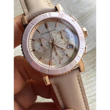 Shop Authentic Burberry Chronograph Rose Gold Dial Beige Leather Strap Watch for Women - BU9704 - Luxxuri