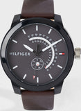  Shop Authentic Tommy Hilfiger Denim Black Dial Brown Leather Strap Watch for Men - 1791478 - Luxxuri