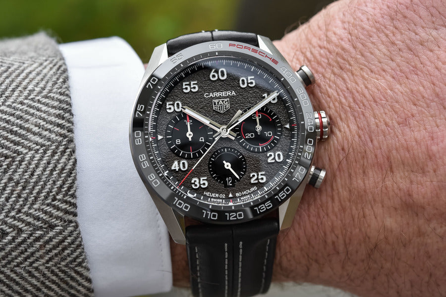  Shop Authentic Tag Heuer Carrera Porsche Chronograph Special Edition Black Dial Black Leather Strap Watch for Men - CBN2A1F.FC6492 - Luxxuri