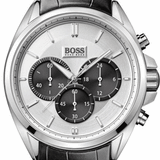  Shop Authentic Hugo Boss Driver Chronograph Quartz Silver Dial Black Leather Strap Watch For Men - 1512880 - Luxxuri