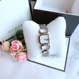  Shop Authentic Gucci G Gucci Diamonds Mother of Pearl Dial Silver Steel Strap Watch For Women - YA125502 - Luxxuri