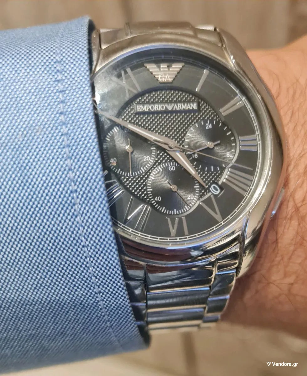  Shop Authentic Emporio Armani Valente Chronograph Quartz Black Dial Silver Steel Strap Watch For Men - AR11083 - Luxxuri