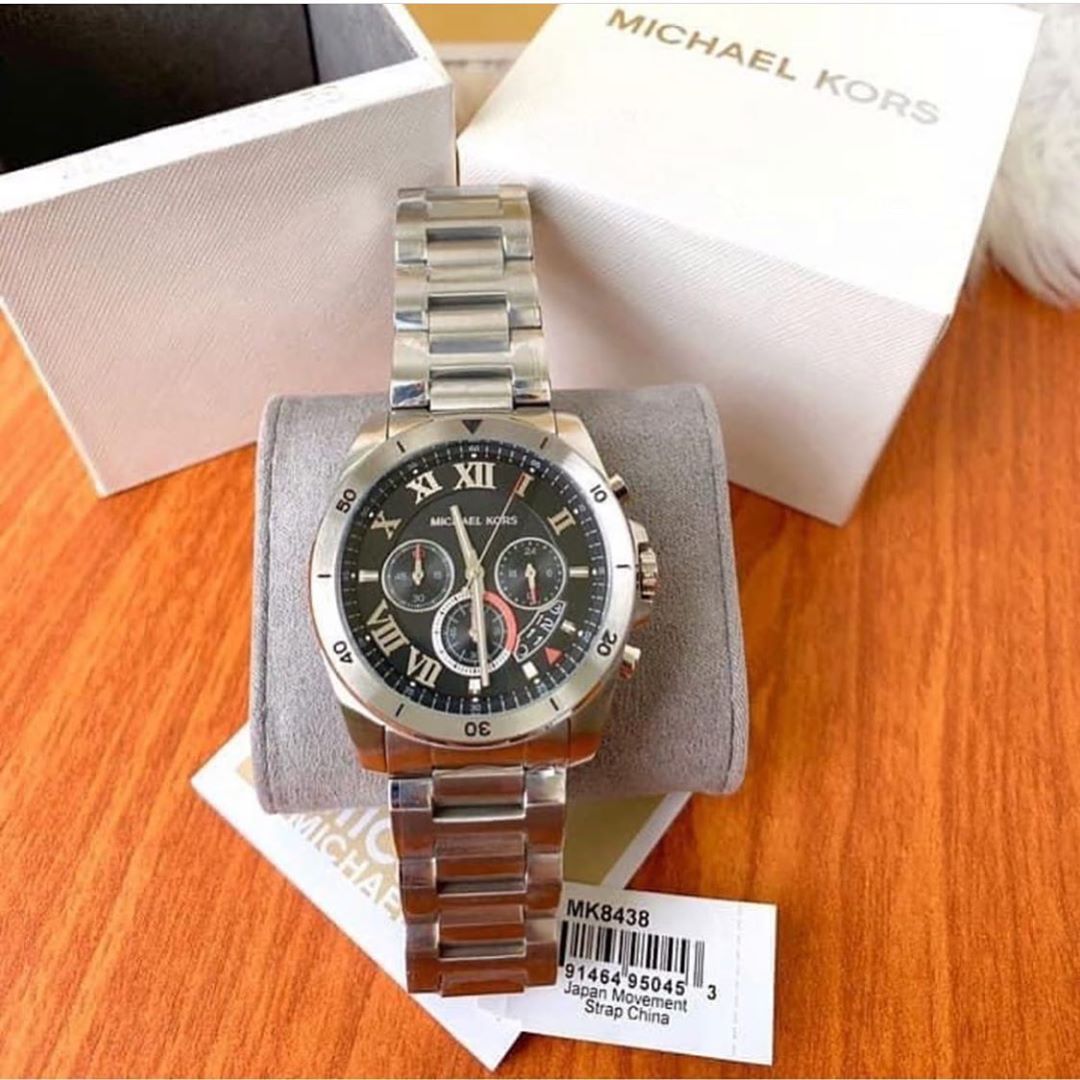  Shop Authentic Michael Kors Brecken Chronograph Quartz Black Dial Silver Steel Strap Watch For Men - MK8438 - Luxxuri