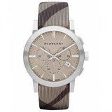  Shop Authentic Burberry The City Smoke Dial Checked Brown Leather Strap Watch for Men - BU9358 - Luxxuri