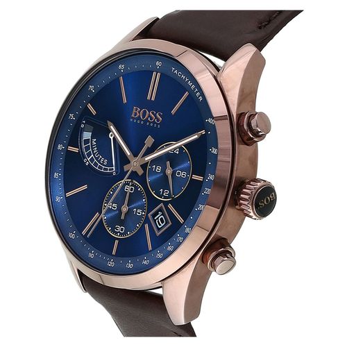  Shop Authentic Hugo Boss Grand Prix Blue Dial Brown Leather Strap Watch for Men - 1513604 - Luxxuri