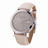  Shop Authentic Burberry The City Silver Dial Beige Leather Strap Unisex Watch - BU9010 - Luxxuri