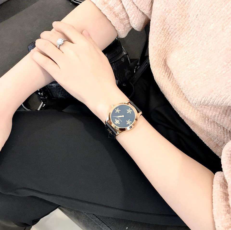  Shop Authentic Gucci G Timeless Bee Motif Black Dial Black Leather Strap Watch For Women - YA1264055 - Luxxuri
