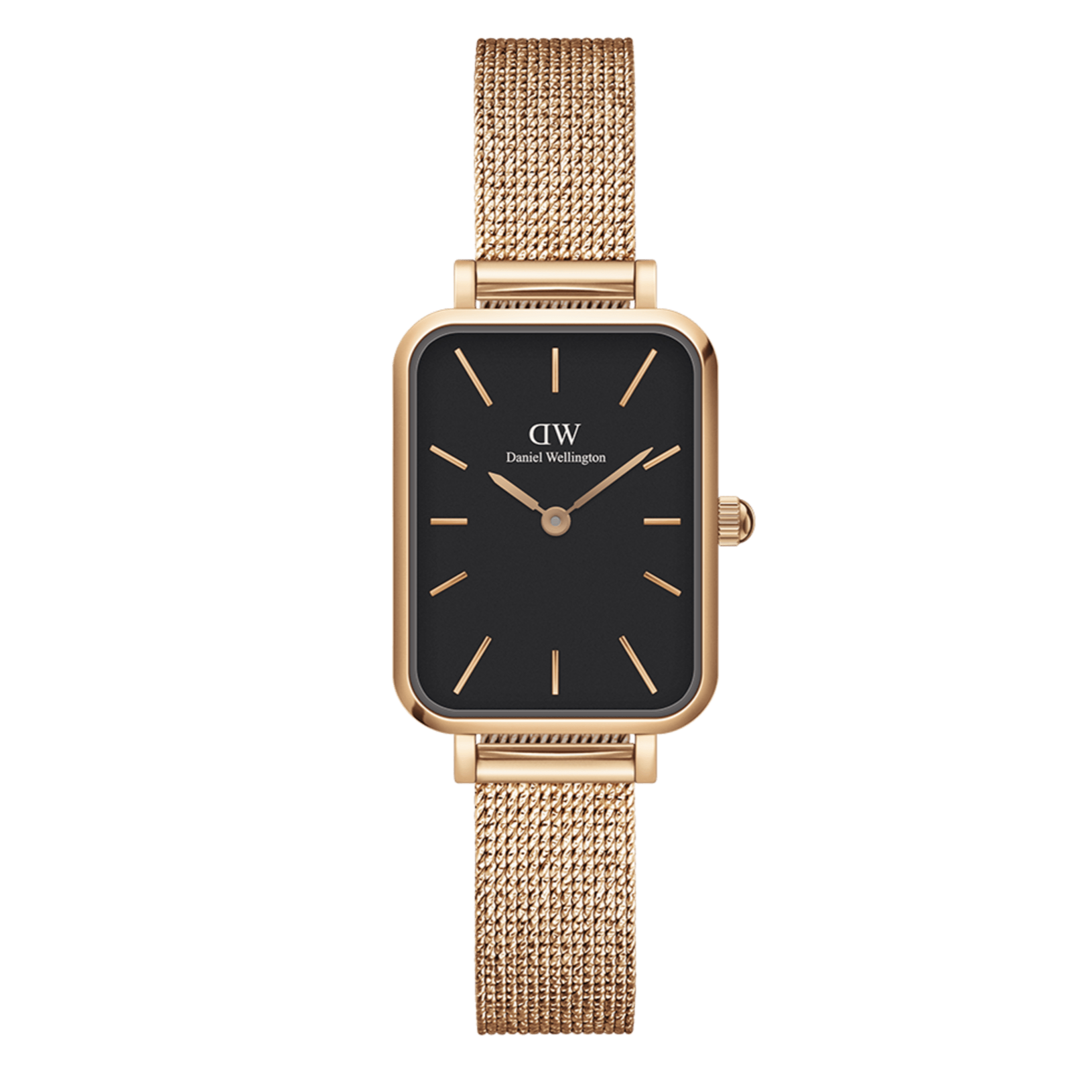  Shop Authentic Daniel Wellington Quadro Melrose Black Dial Rose Gold Mesh Bracelet Watch For Women - DW00100432 - Luxxuri
