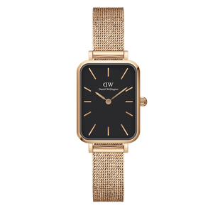  Shop Authentic Daniel Wellington Quadro Melrose Black Dial Rose Gold Mesh Bracelet Watch For Women - DW00100432 - Luxxuri
