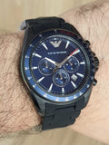  Shop Authentic Emporio Armani Sigma Chronograph Blue Dial Black Silicone Strap Watch For Men - AR6121 - Luxxuri