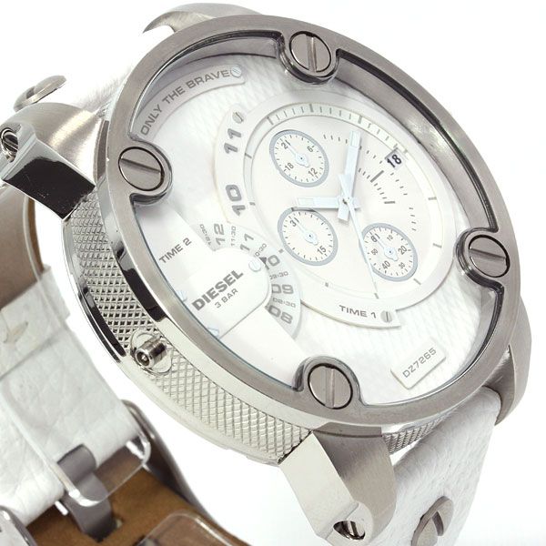  Shop Authentic Diesel Badass Chronograph White Dial White Leather Strap Watch For Men - DZ7265 - Luxxuri