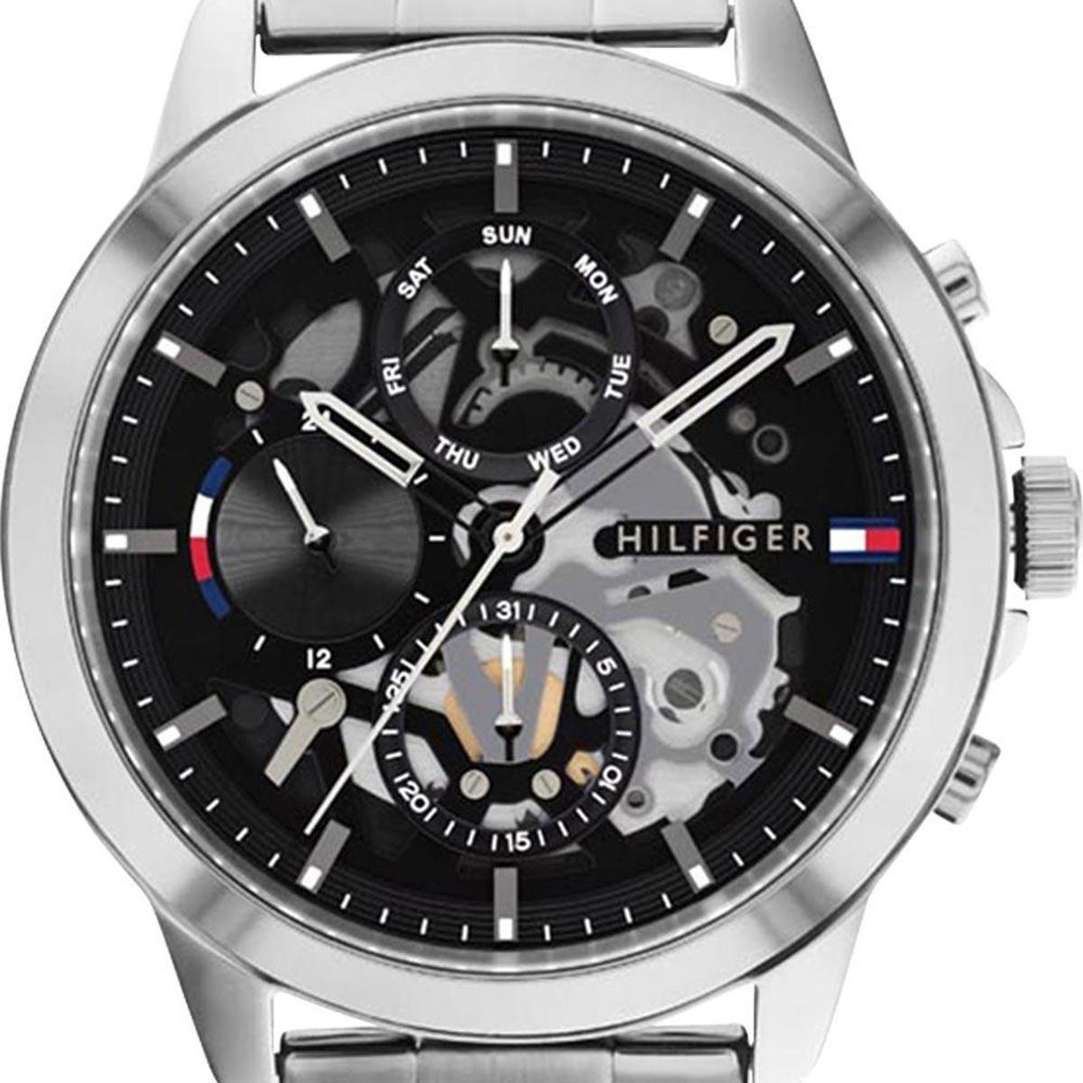  Shop Authentic Tommy Hilfiger Henry Chronograph Black Dial Silver Steel Strap Watch For Men - 1710477 - Luxxuri